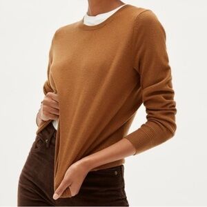 Everlane 100% Cashmere Crew Sweater Whiskey Brown Tan Mustard Extra Large